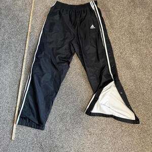 Adidas Team Break Away Pants Medium Black White Striped Track Warmups